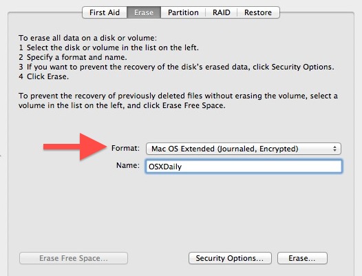 what pulldown choice to format my passport for mac?